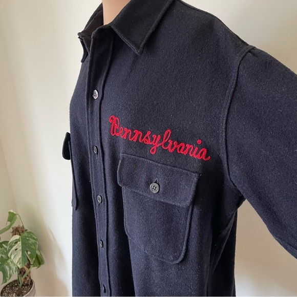 Vintage 1969 University of Pennsylvania Princeton Sportwear Wool Button Down L - Picture 6 of 11